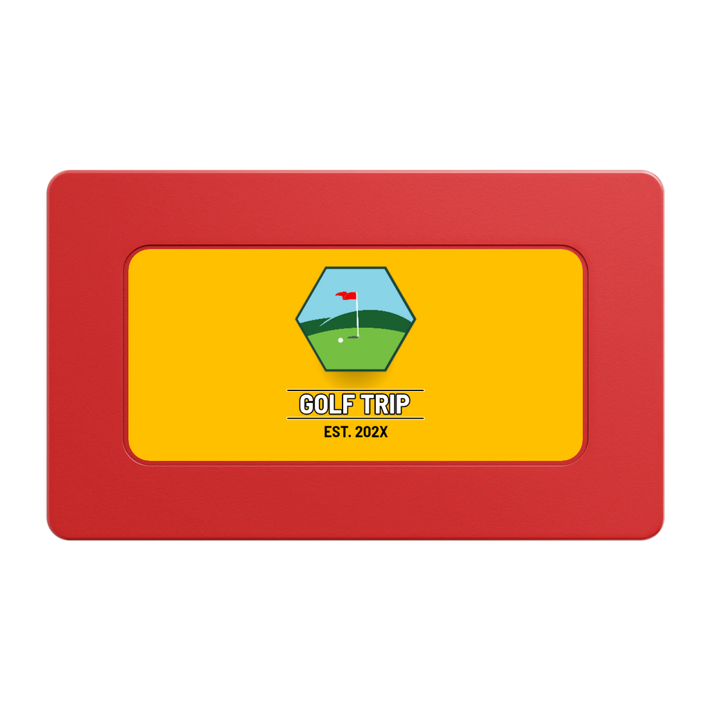 Golf Trip #001 Rectangular Poker Chip Plaques - Red - Front