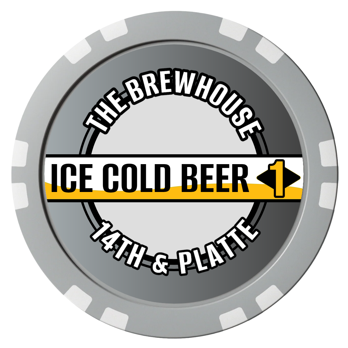 Ice Cold Beer Drink Token Composite Poker Chips - Gray / Double Stripe - Front