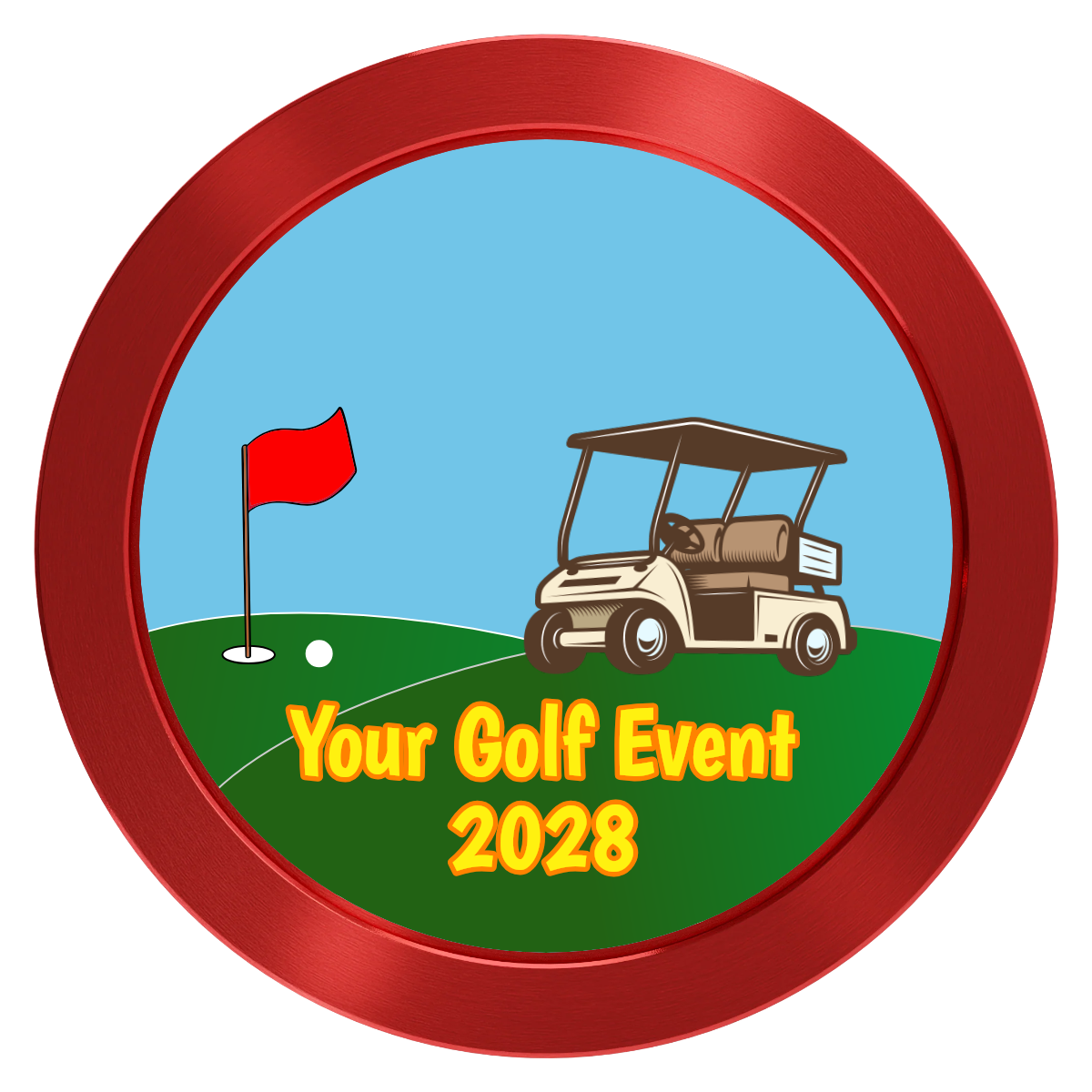 Going Golfing Today Aluminum Poker Chips - Red - Front