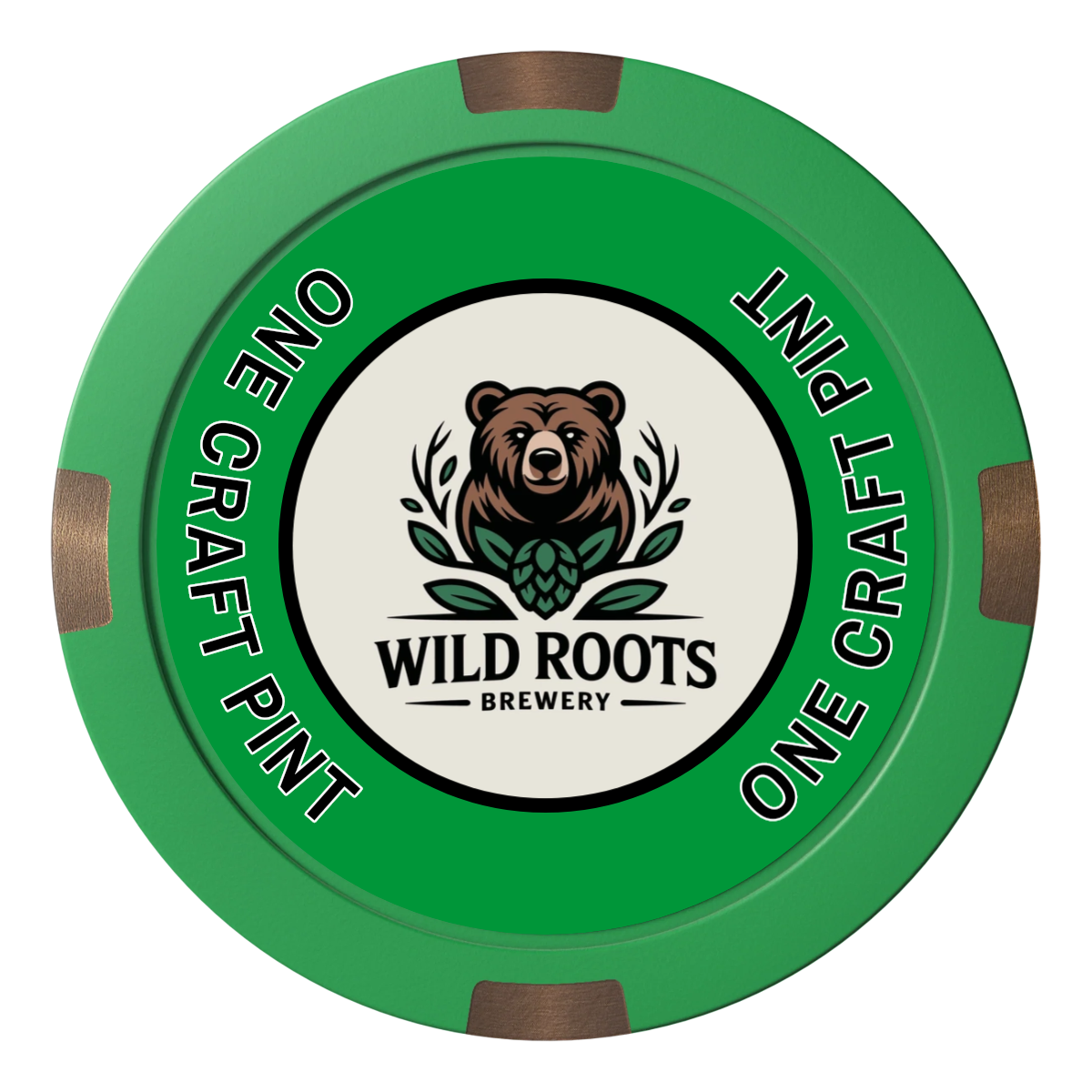 Drink On Us Composite & Metal Hybrid Poker Chips - Green - Back