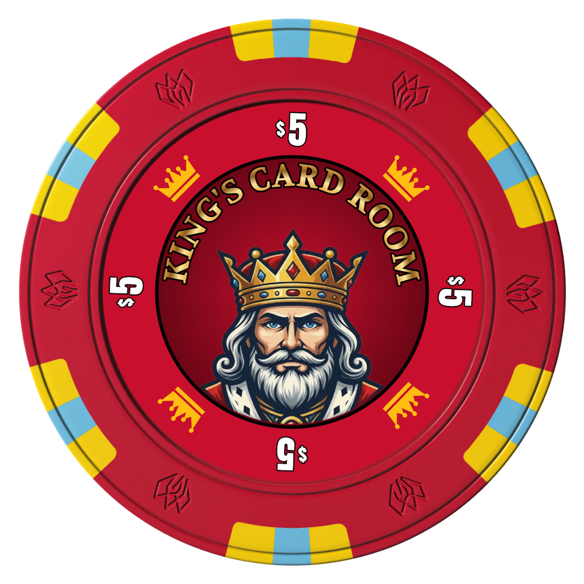 Kings Clay Poker Chips - Red / 6 Spot Gem / 40mm - Front