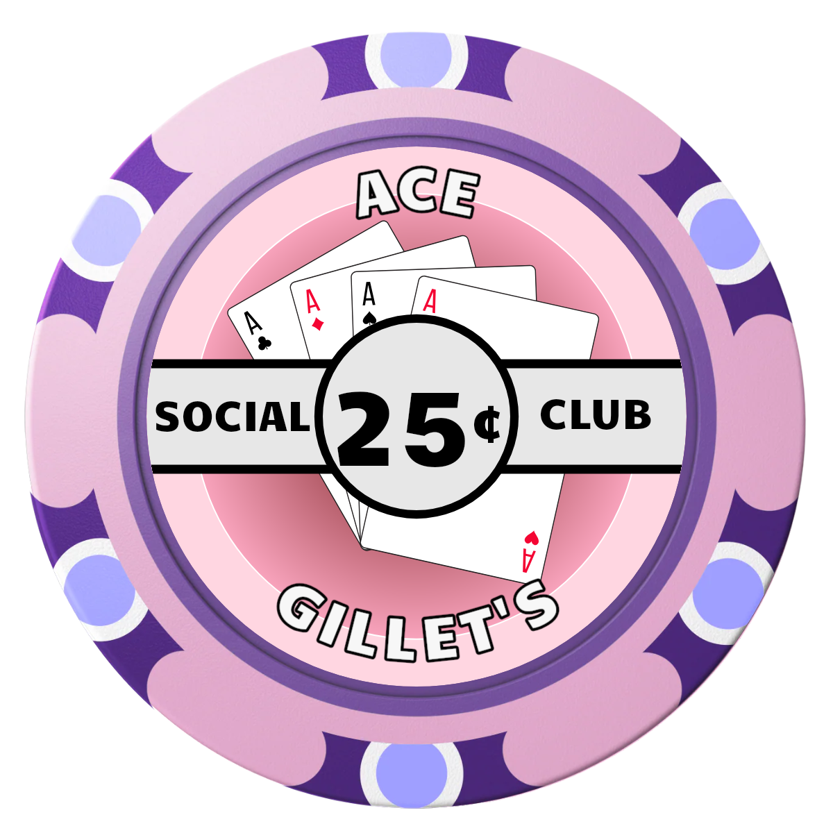 Ace Gillet's Clay Poker Chips - Pink / Monte Carlo / 40mm - Front
