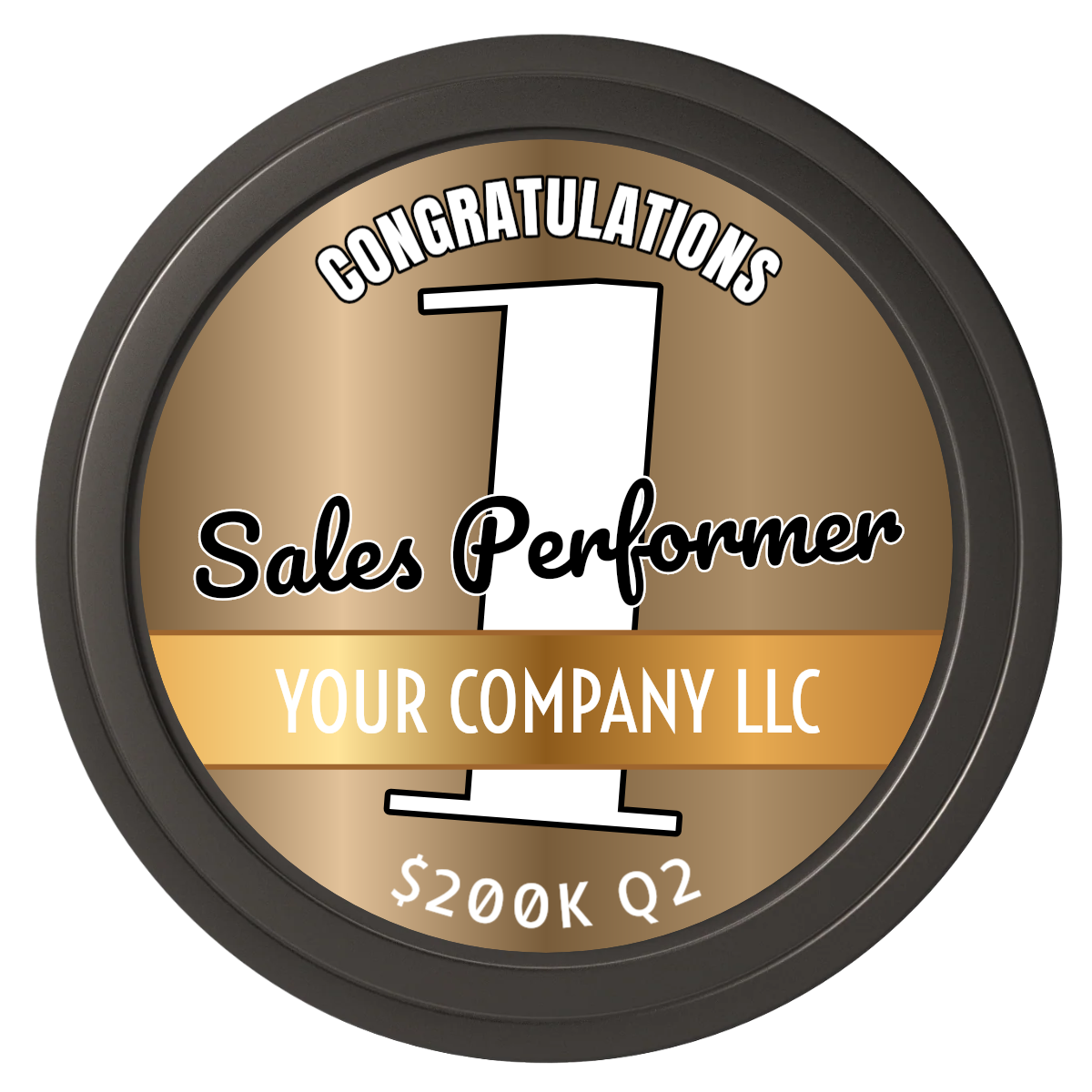 Top Sales Performer Composite Poker Chips - Black / Solid - Front