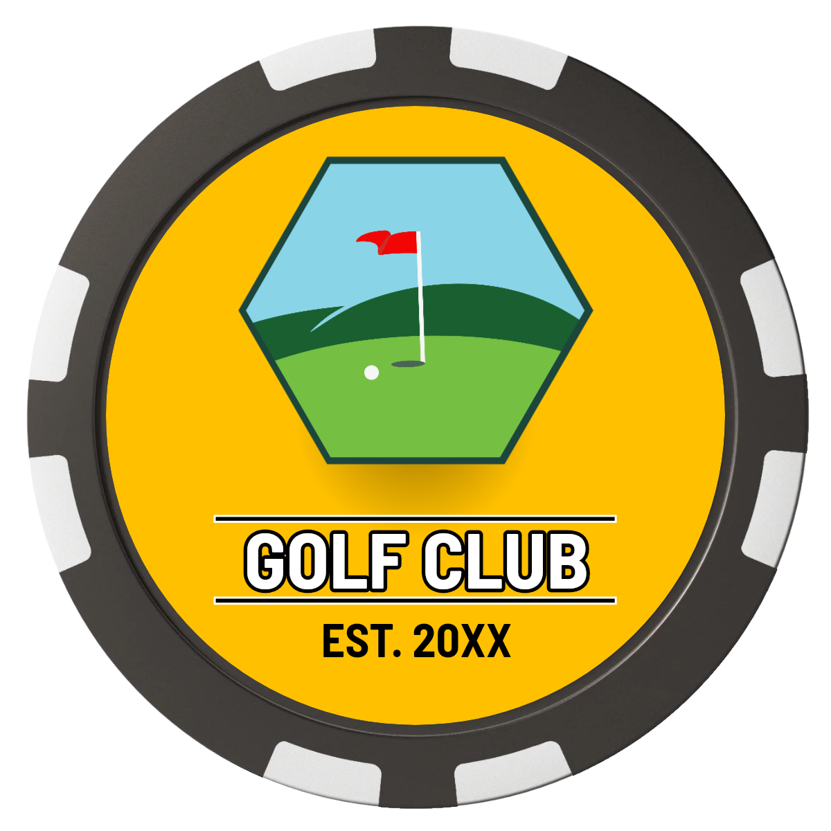 Birdy Bevy Composite Poker Chips - Black / 8 Stripe - Front