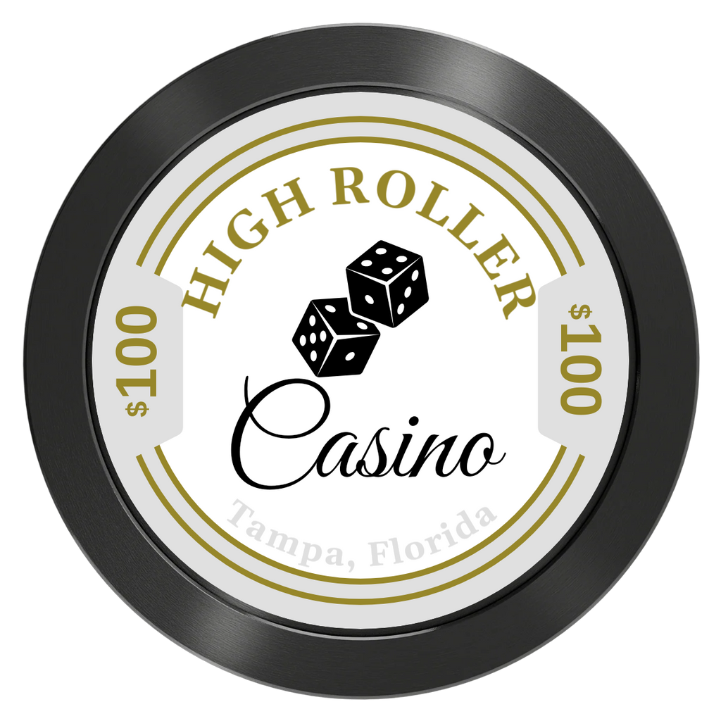 High Roller Casino Aluminum Poker Chips - Black - Back