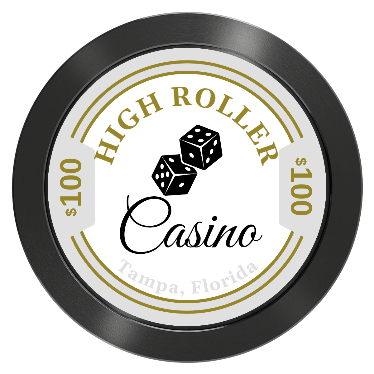 High Roller Casino Aluminum Poker Chips - Black - Back