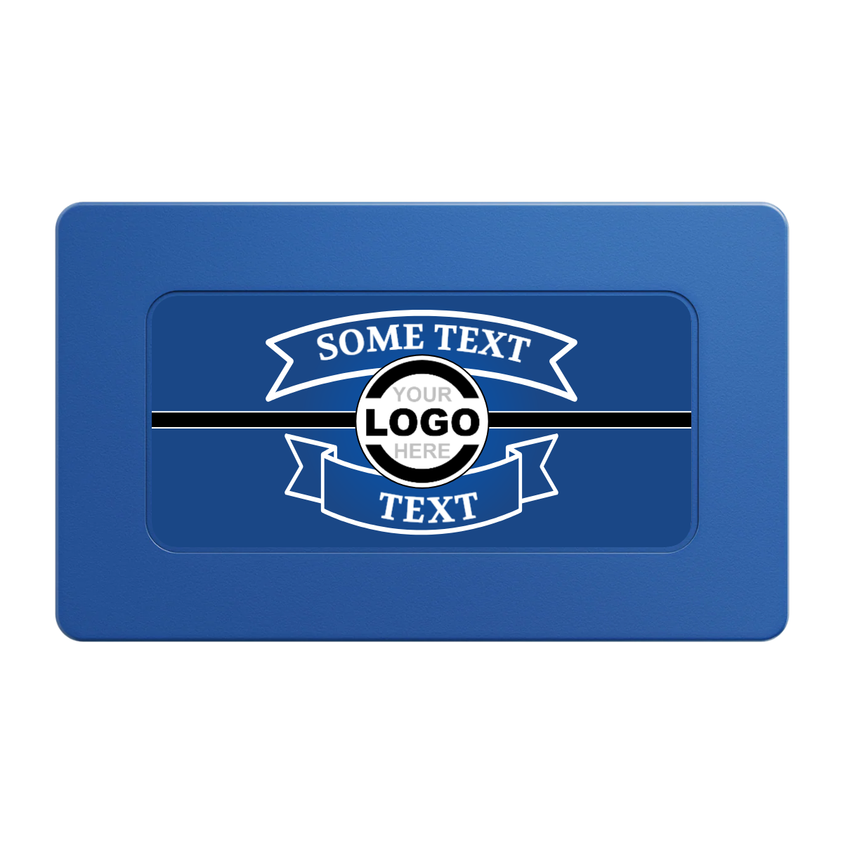 Double Banner Rectangular Poker Chip Plaques - Blue - Front