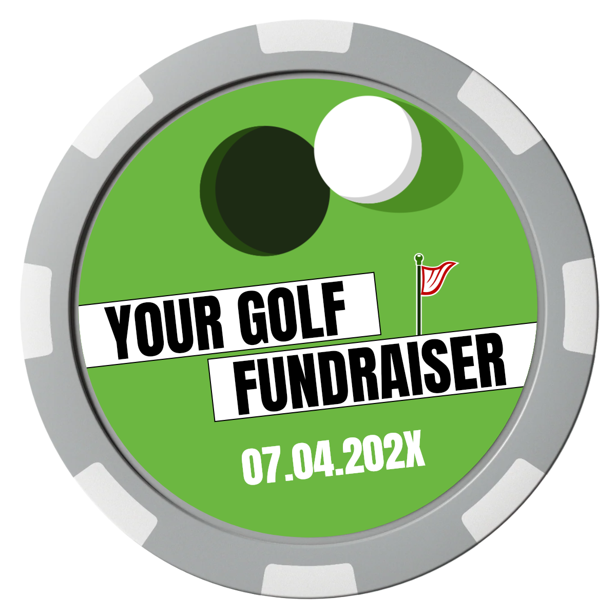 Putting Around Tournament Composite Poker Chips - Gray / 8 Spot - Front