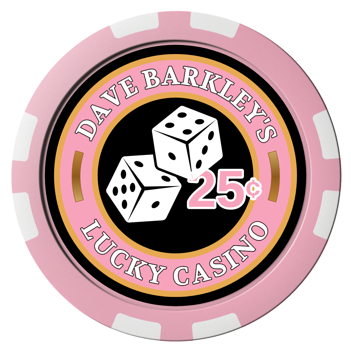 Dave's Lucky Casino Composite Poker Chips - Pink / 8 Stripe - Front