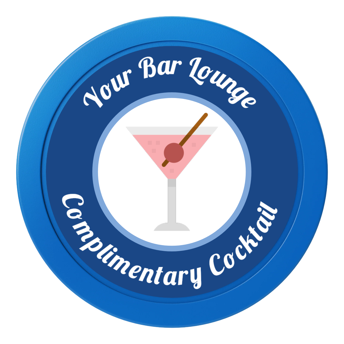 Fancy Drink 2" Oversized Poker Chips - Blue - Front