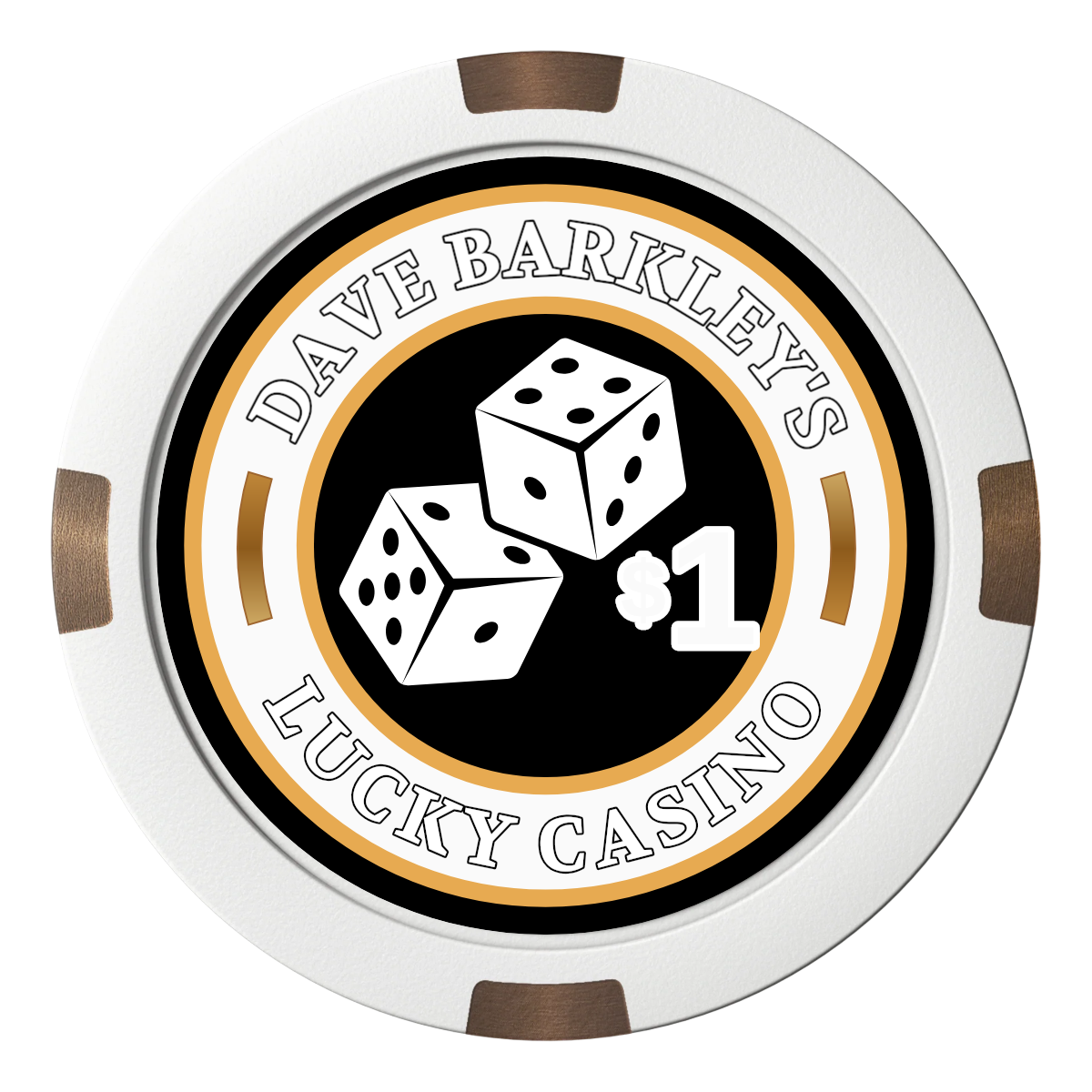 Dave's Lucky Casino Composite & Metal Hybrid Poker Chips - White - Back