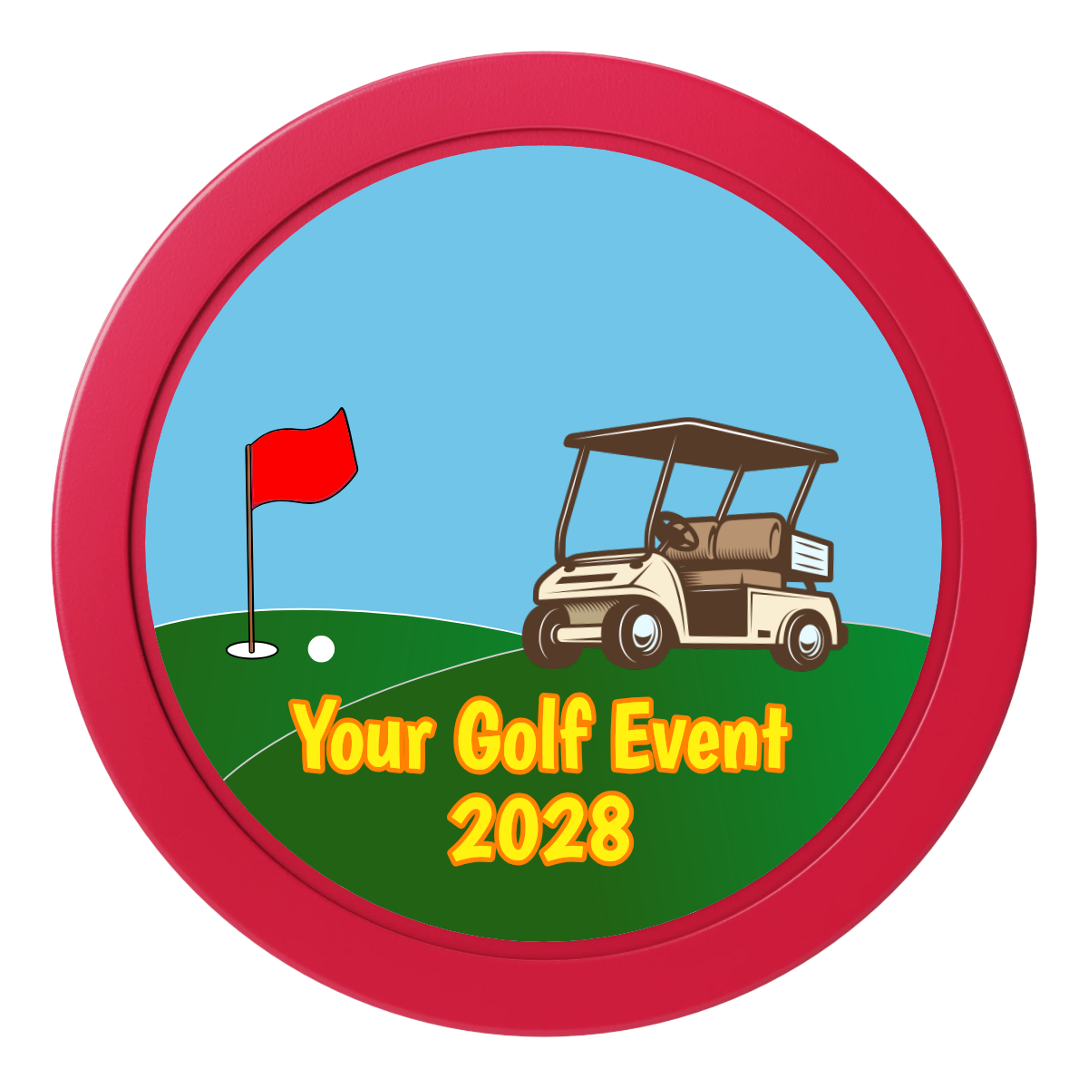 Going Golfing Today 2" Oversized Poker Chips - Red - Front