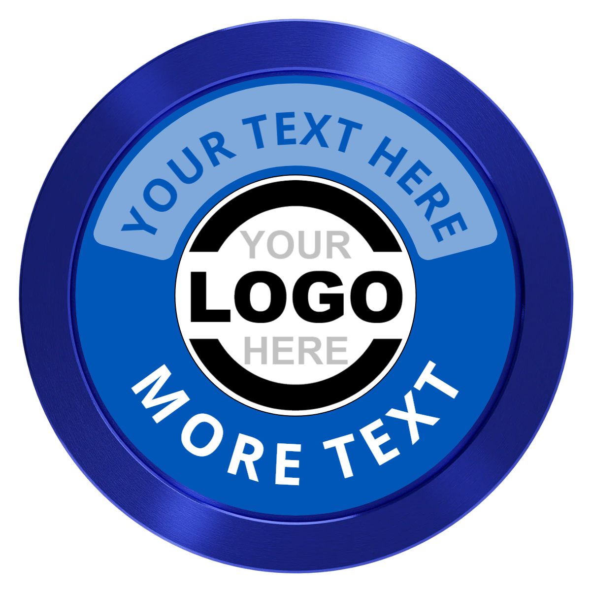 Two Tone Logo Aluminum Poker Chips - Blue - Front