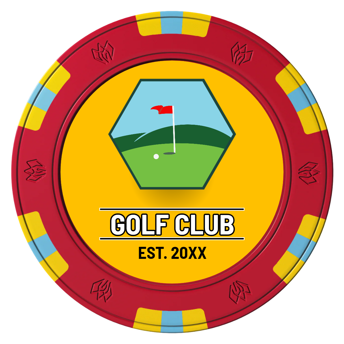 Birdy Bevy Clay Poker Chips - Red / 6 Spot Gem / 40mm - Front