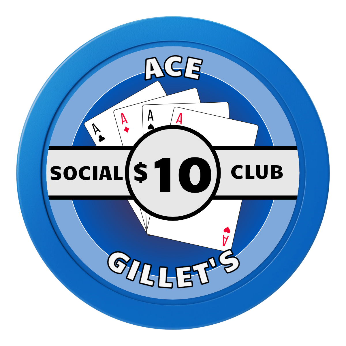 Ace Gillet's 2" Oversized Poker Chips - Blue - Front