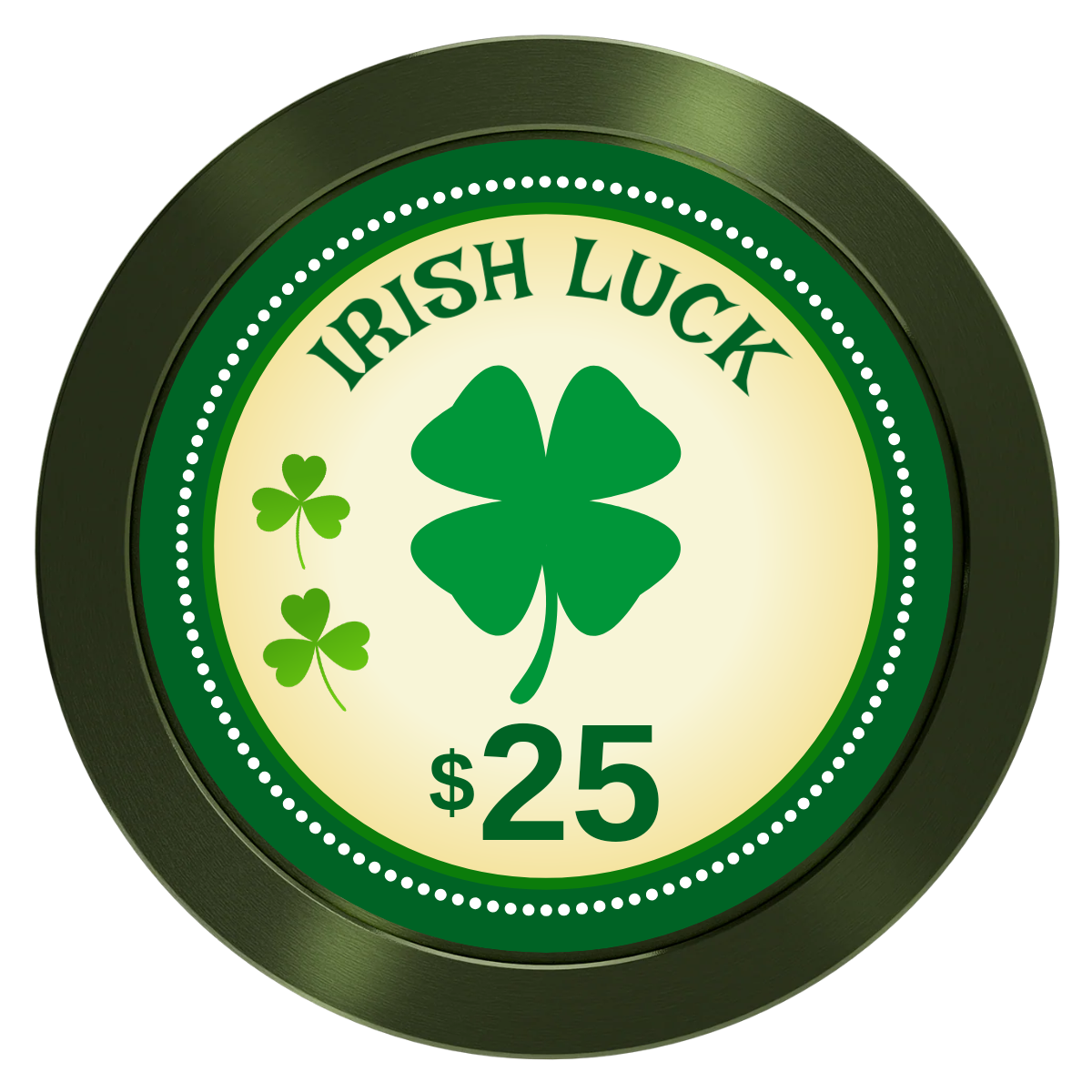 Irish Luck Aluminum Poker Chips - Green - Back