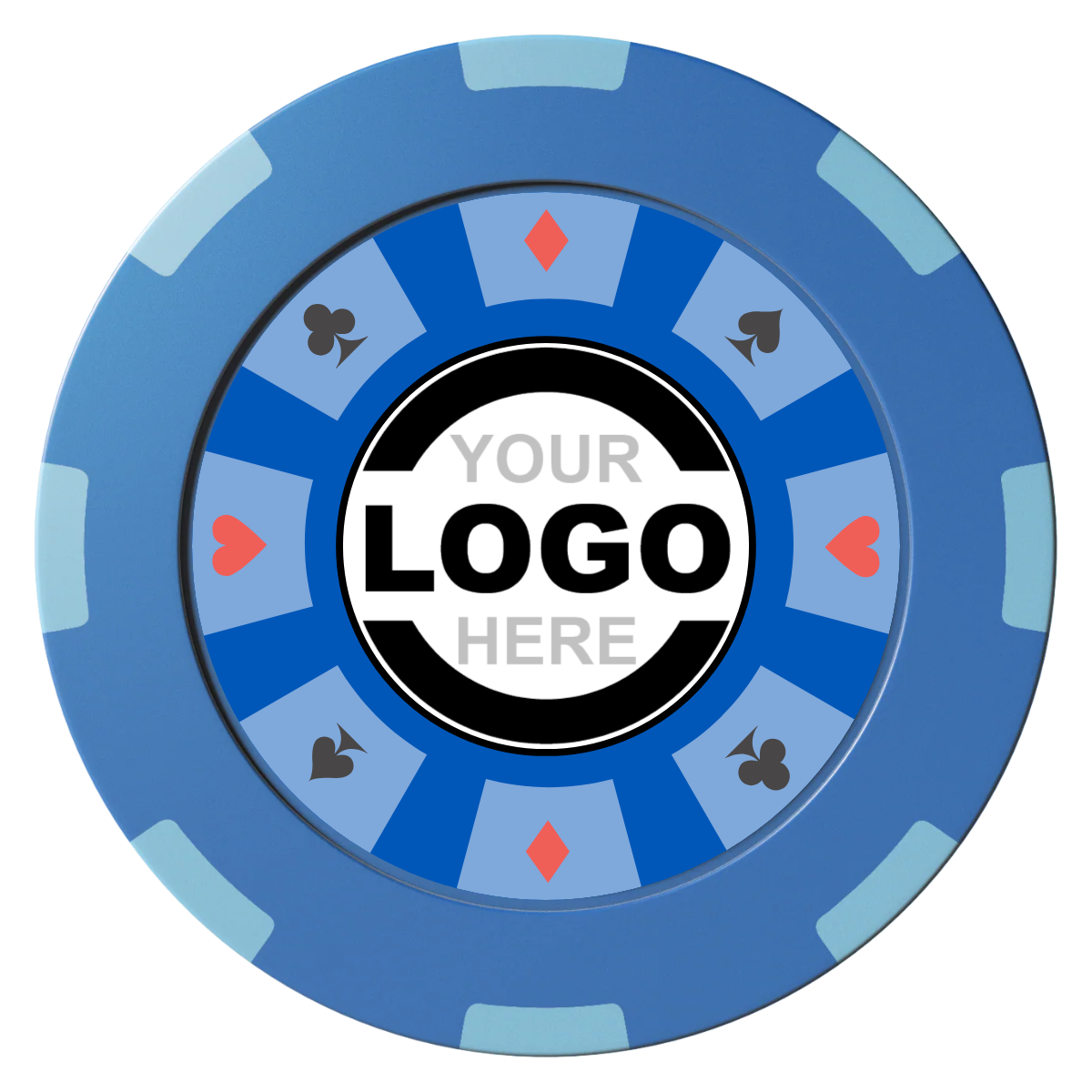 Suit 8 Your Logo Clay Poker Chips - Blue / 8 Spot (2 Tone) / 40mm - Back