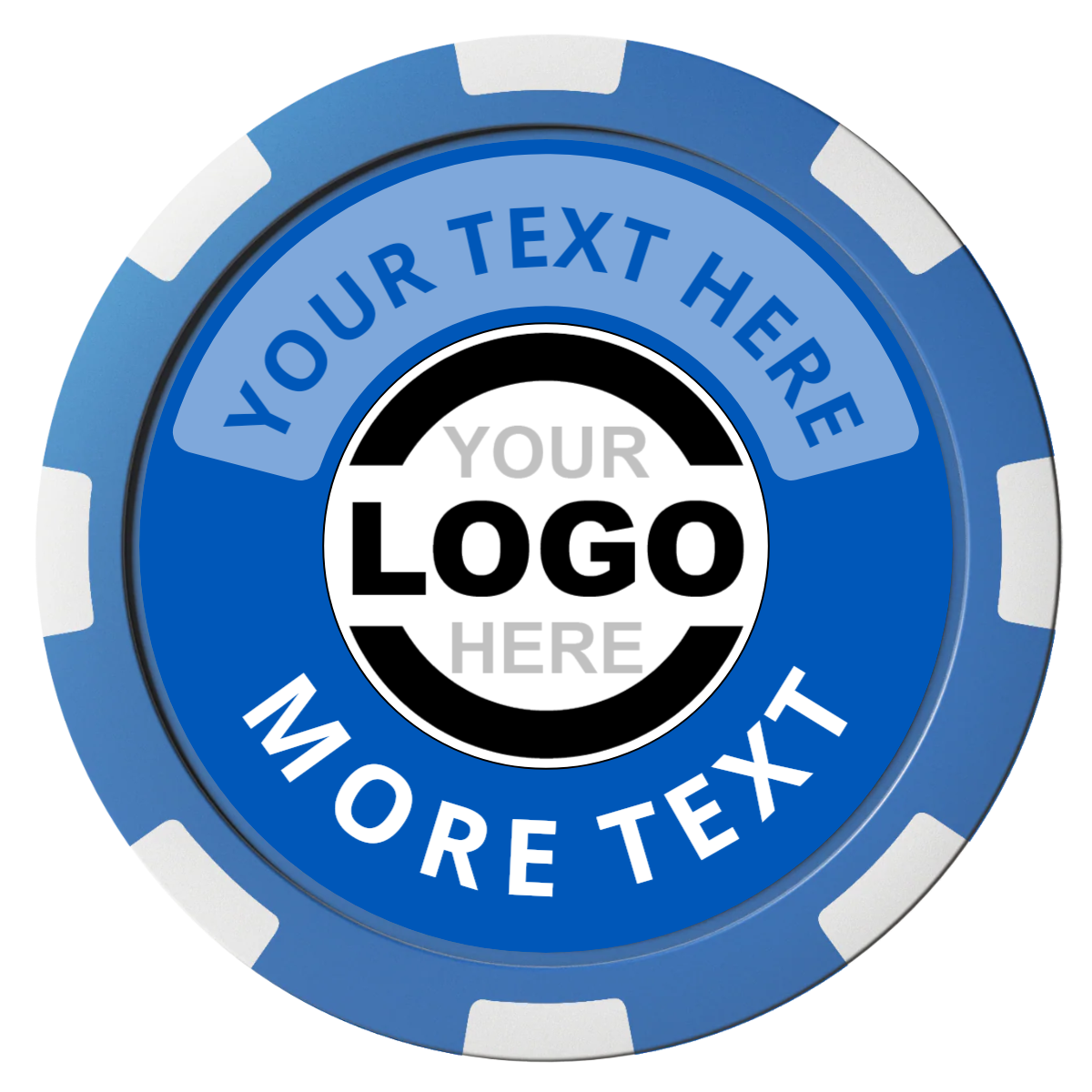 Two Tone Logo Composite Poker Chips - Blue / 8 Spot - Front