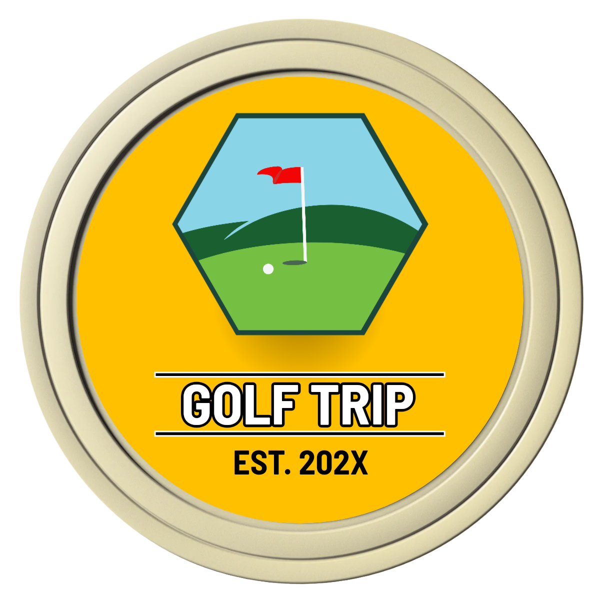 Golf Trip #001 Composite Poker Chips - Ivory / Solid - Front