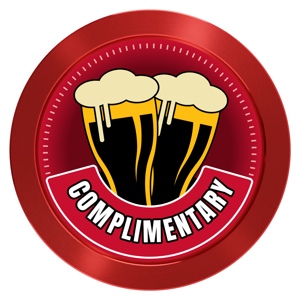 Double Pint 2 Aluminum Poker Chips - Red - Back