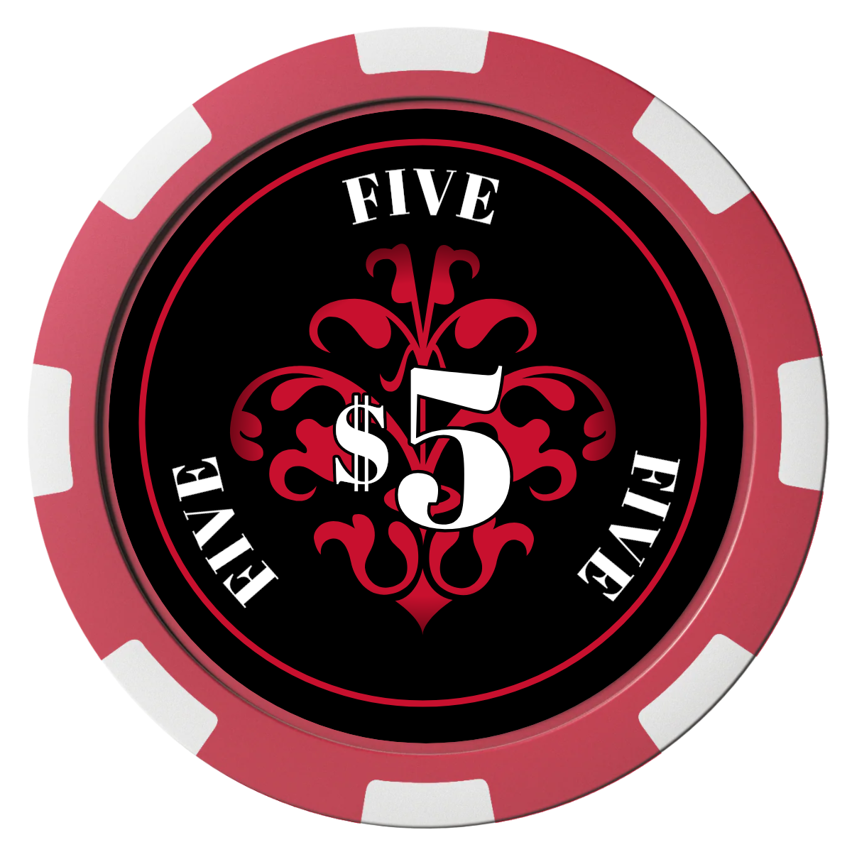 Gothic Revival Composite Poker Chips - Red / 8 Spot - Front