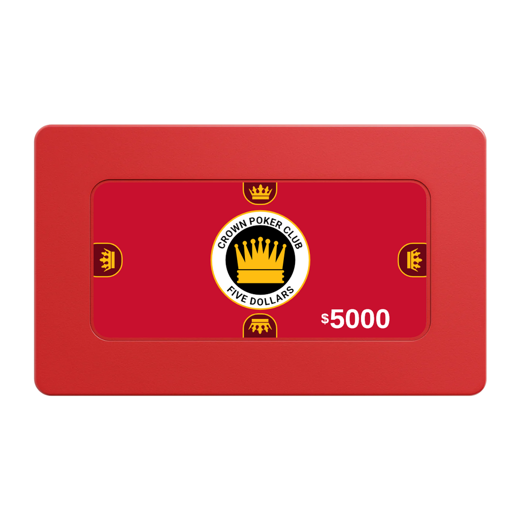 Crown Card Room Rectangular Poker Chip Plaques - Red - Front