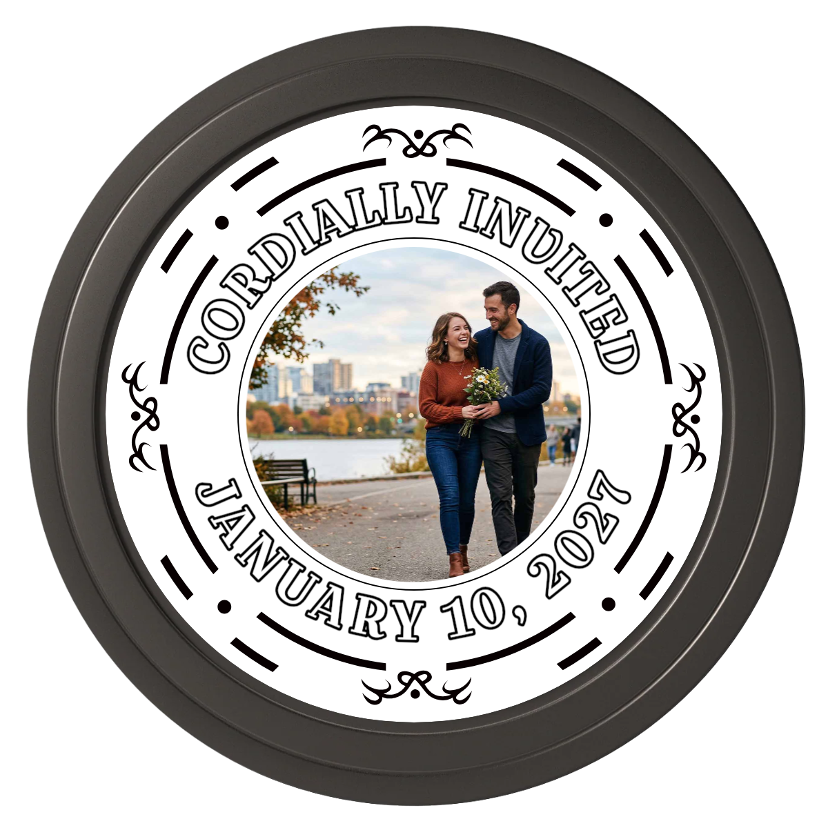 Save the Date Element Composite Poker Chips - Black / Solid - Front