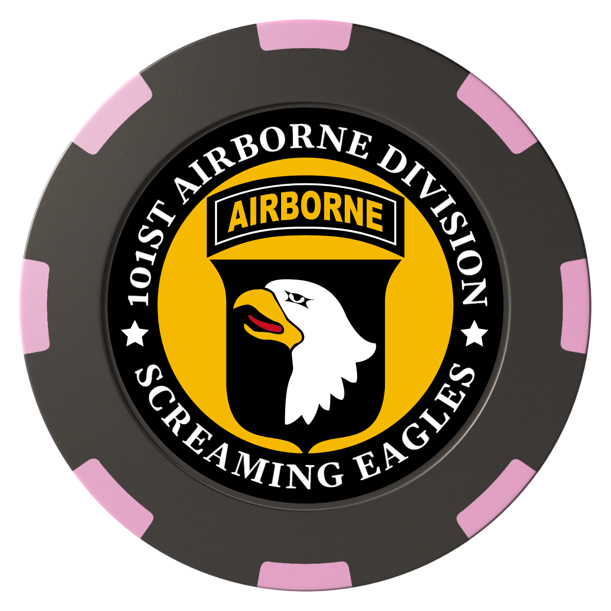 Army Airborne Clay Poker Chips - Black / 8 Spot (2 Tone) / 40mm - Back