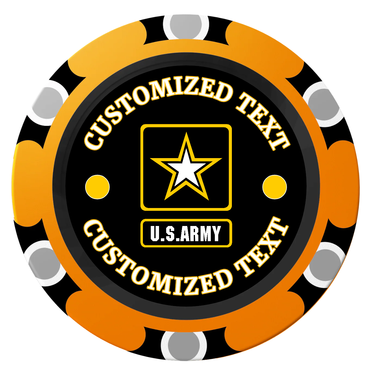 Army Strong Clay Poker Chips - Orange / Monte Carlo / 40mm - Front