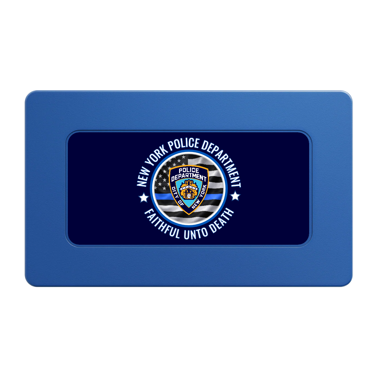 NYPD Safe and Fair Rectangular Poker Chip Plaques - Blue - Front