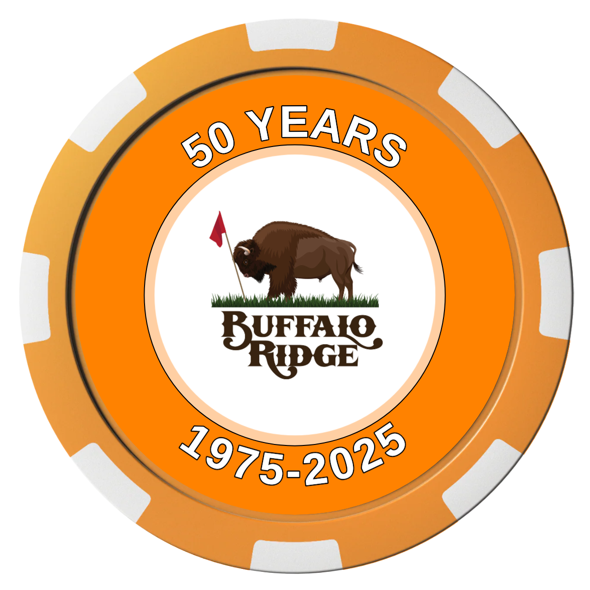 Branded Golf Pro Shop Composite Poker Chips - Orange / 8 Spot - Front