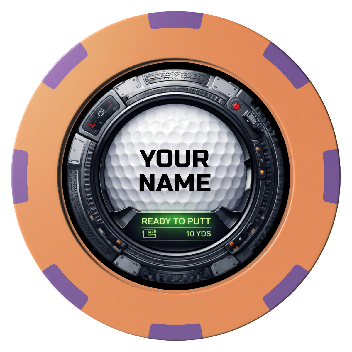 Auto Marked IV Clay Poker Chips - Orange / 8 Spot (2 Tone) / 40mm - Front