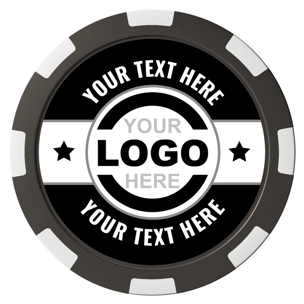 Star Banner Magnetic Composite Poker Chips - Black / 8 Spot - Front