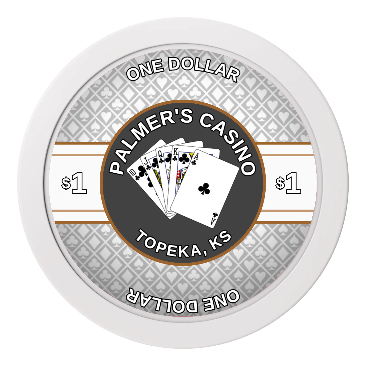 Palmer's Casino 2" Oversized Poker Chips - White - Back