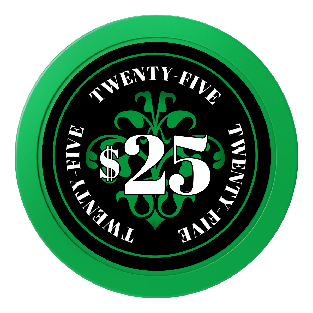 Gothic Revival 2" Oversized Poker Chips - Green - Back