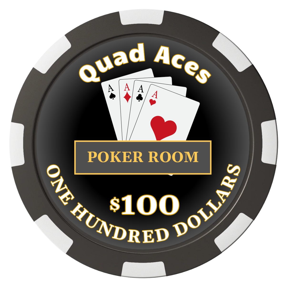 Quad Aces Composite Poker Chips - Black / 8 Spot - Front