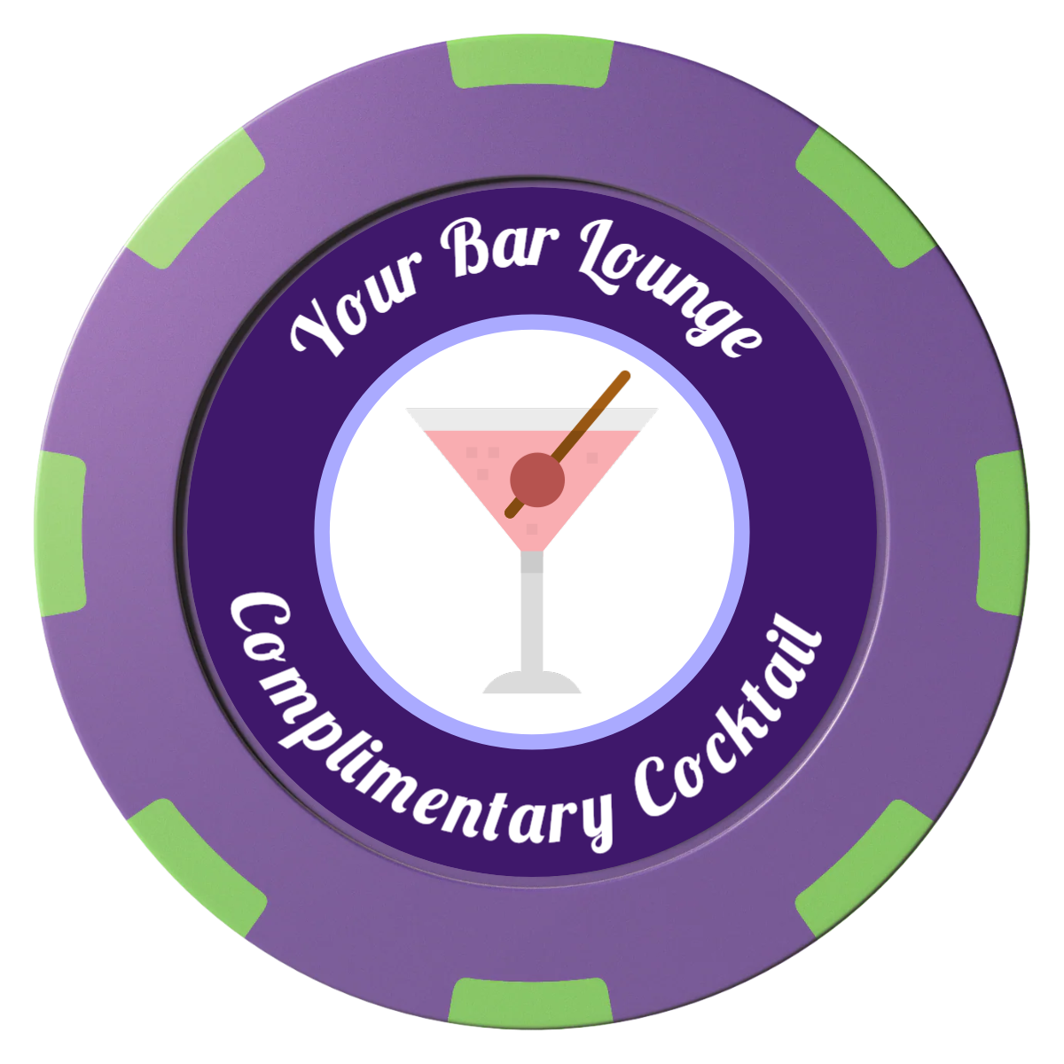 Fancy Drink Clay Poker Chips - Purple / 8 Spot (2 Tone) / 40mm - Front