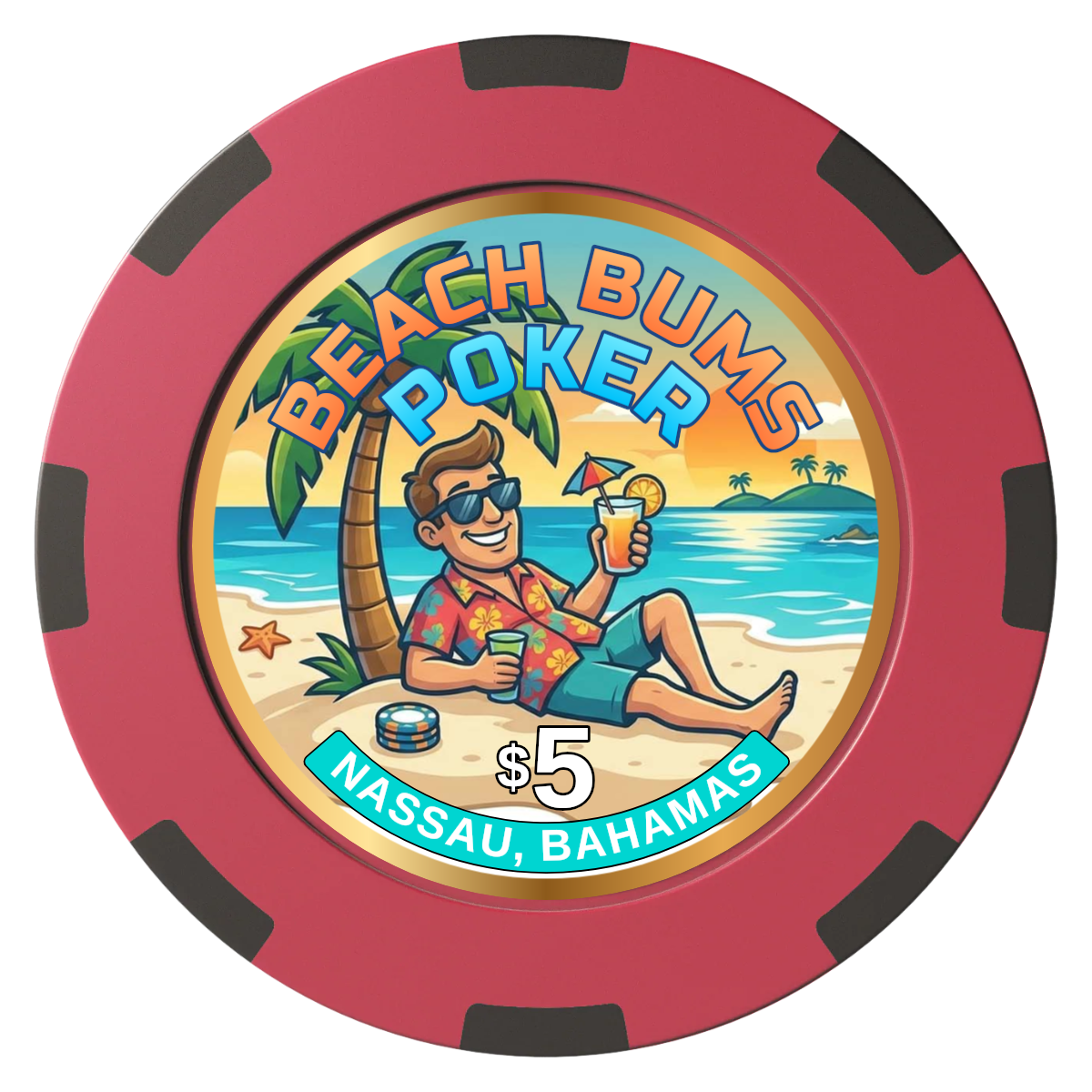 Sandy's Casino Clay Poker Chips - Red / 8 Spot (2 Tone) / 40mm - Front