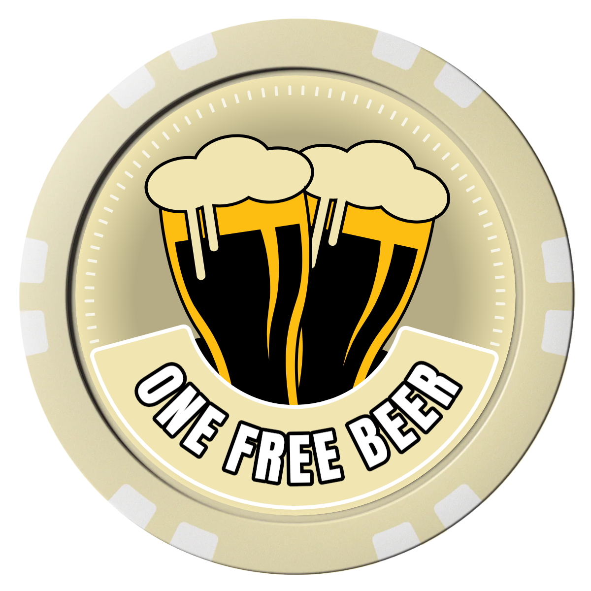 Double Pint 2 Composite Poker Chips - Ivory / Double Stripe - Front