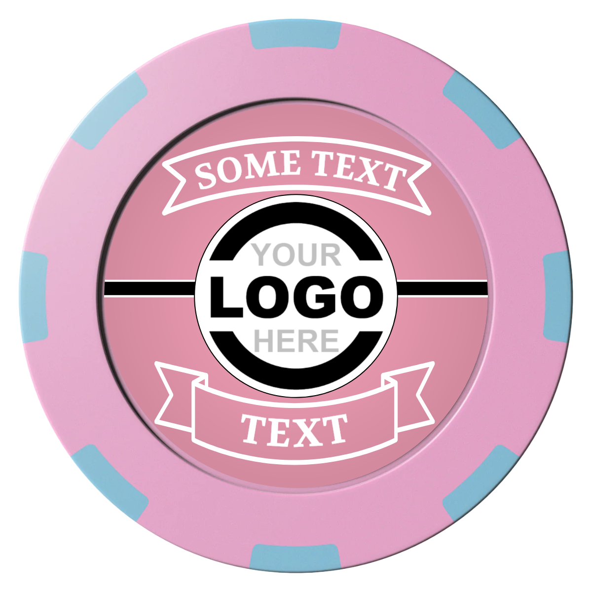 Double Banner Clay Poker Chips - Pink / 8 Spot (2 Tone) / 40mm - Front