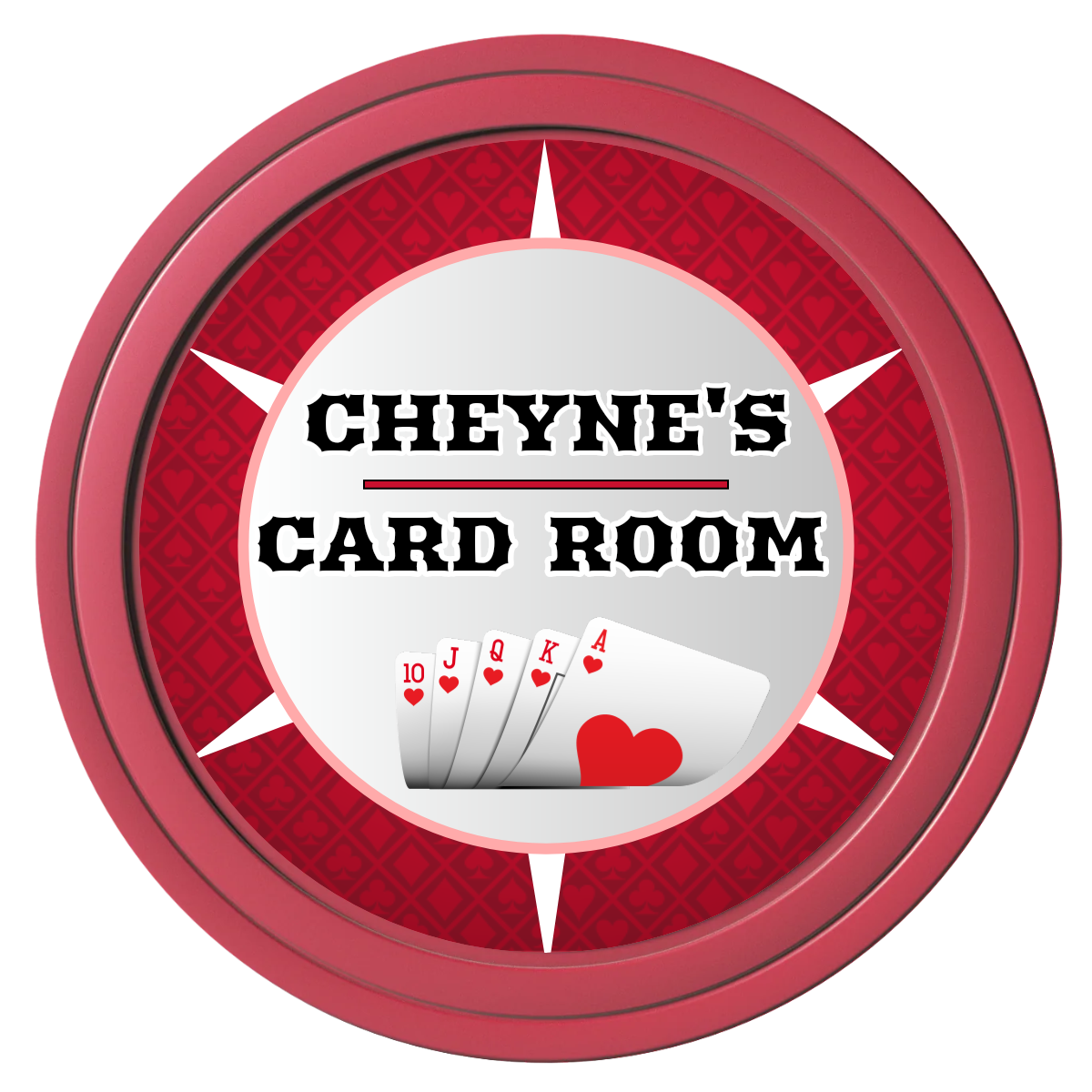 Cheyne's Card Room Composite Poker Chips - Red / Solid - Front