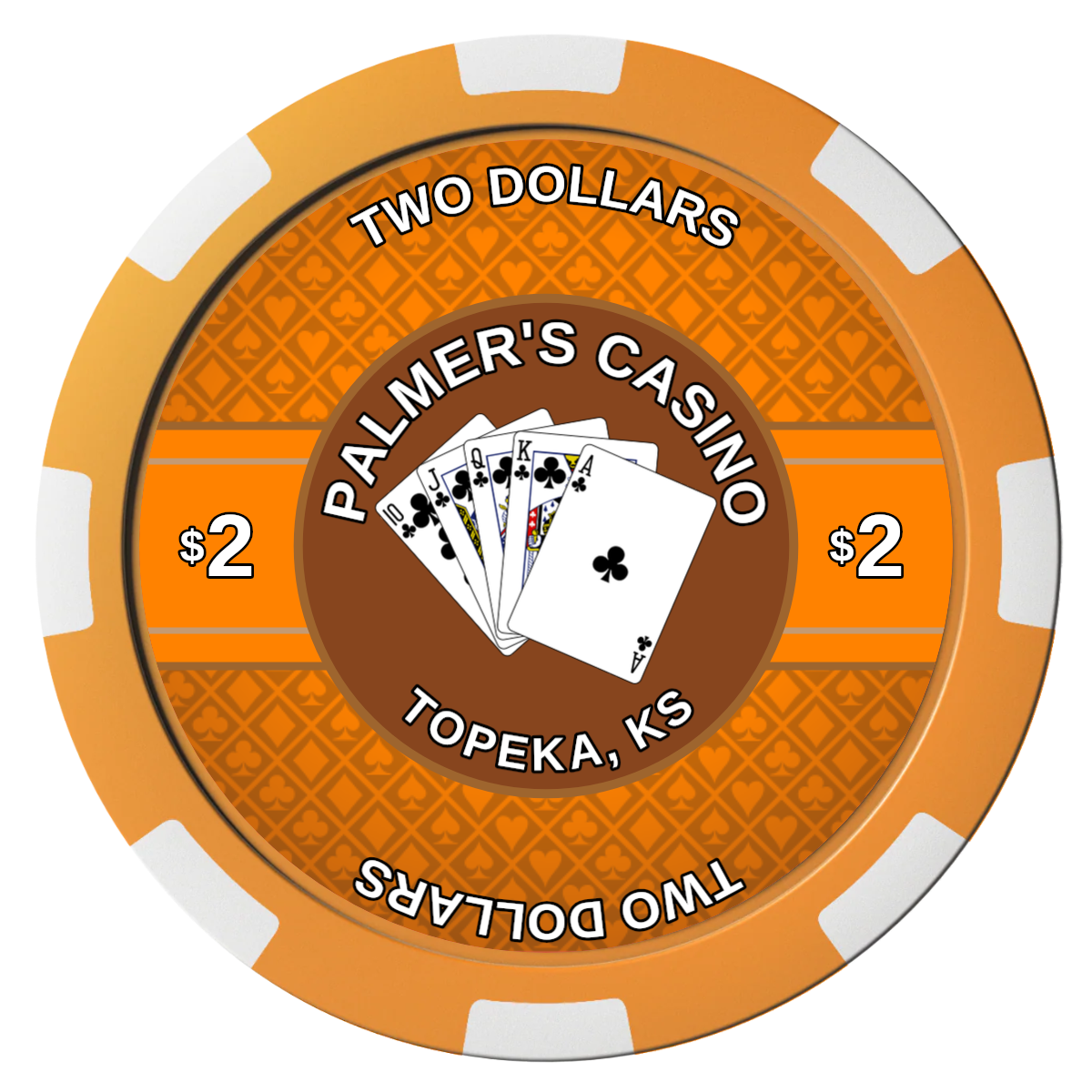 Palmer's Casino Composite Poker Chips - Orange / 8 Spot - Front