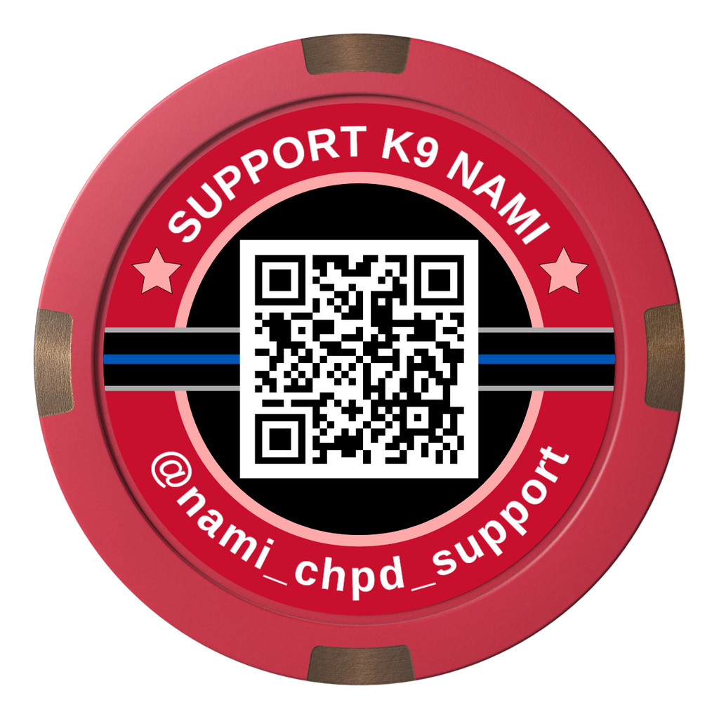 Police Department K9 #02 Composite & Metal Hybrid Poker Chips - Red - Back