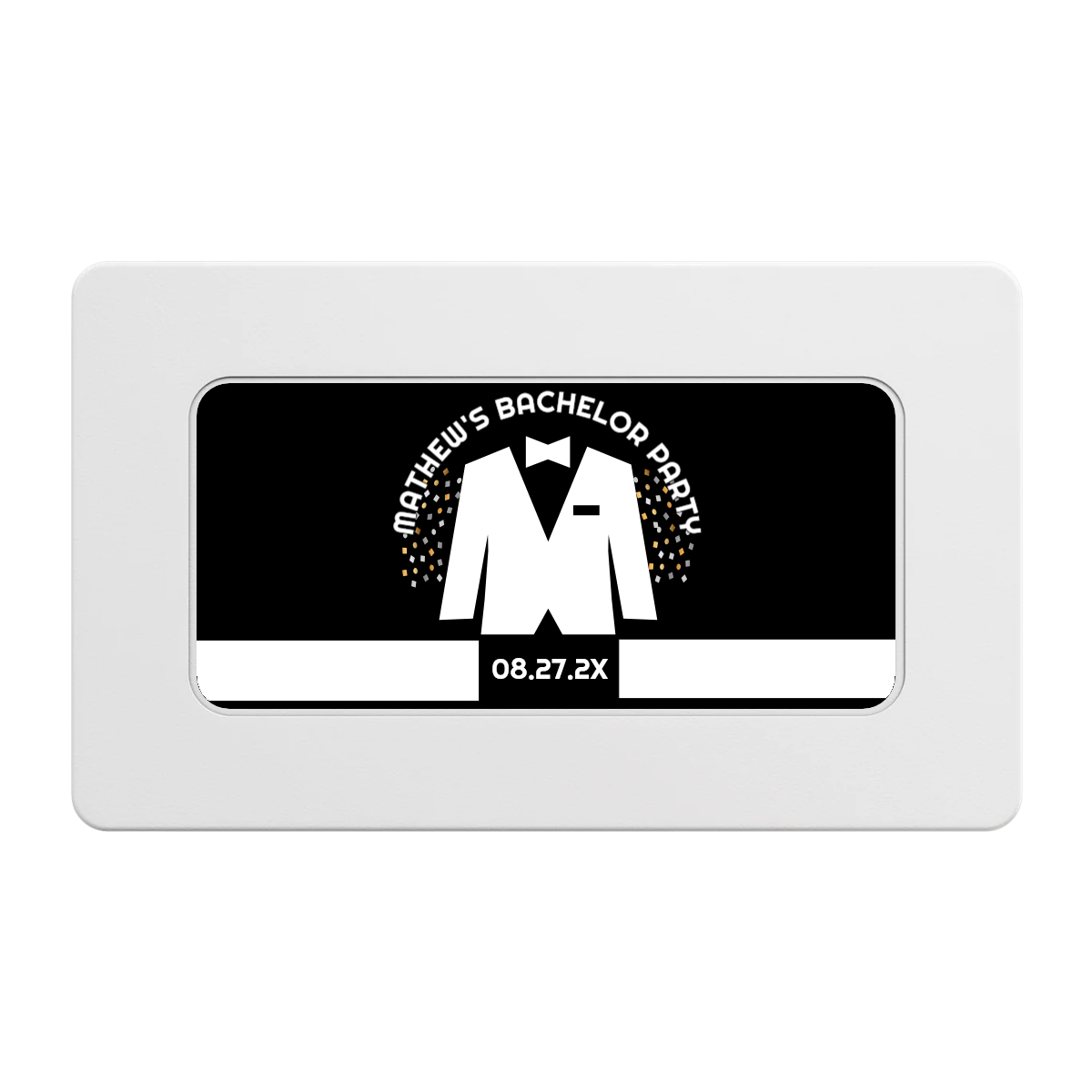 Bachelor No More Bowtie Rectangular Poker Chip Plaques - White - Back
