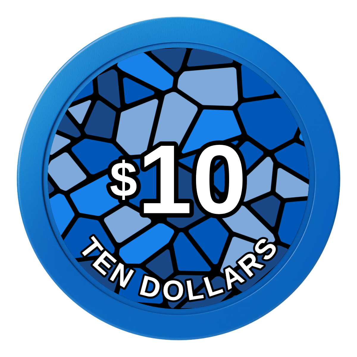 Stained Glass 2" Oversized Poker Chips - Blue - Front