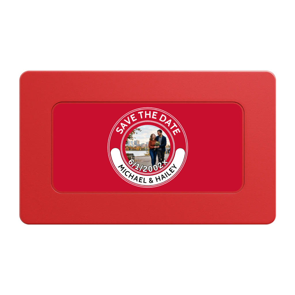 Save the Date Photo QR Code Rectangular Poker Chip Plaques - Red - Front