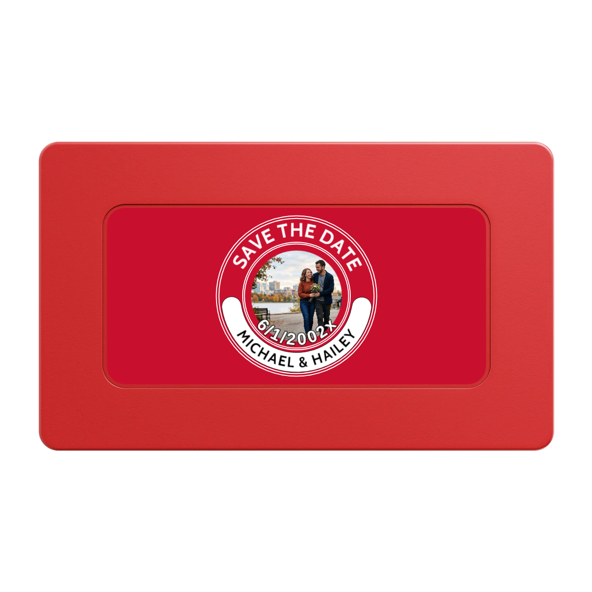 Save the Date Photo QR Code Rectangular Poker Chip Plaques - Red - Front