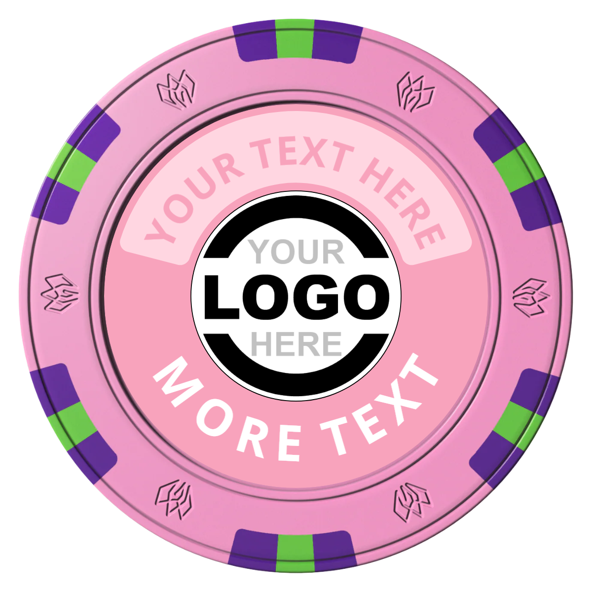 Two Tone Logo Clay Poker Chips - Pink / 6 Spot Gem / 40mm - Front