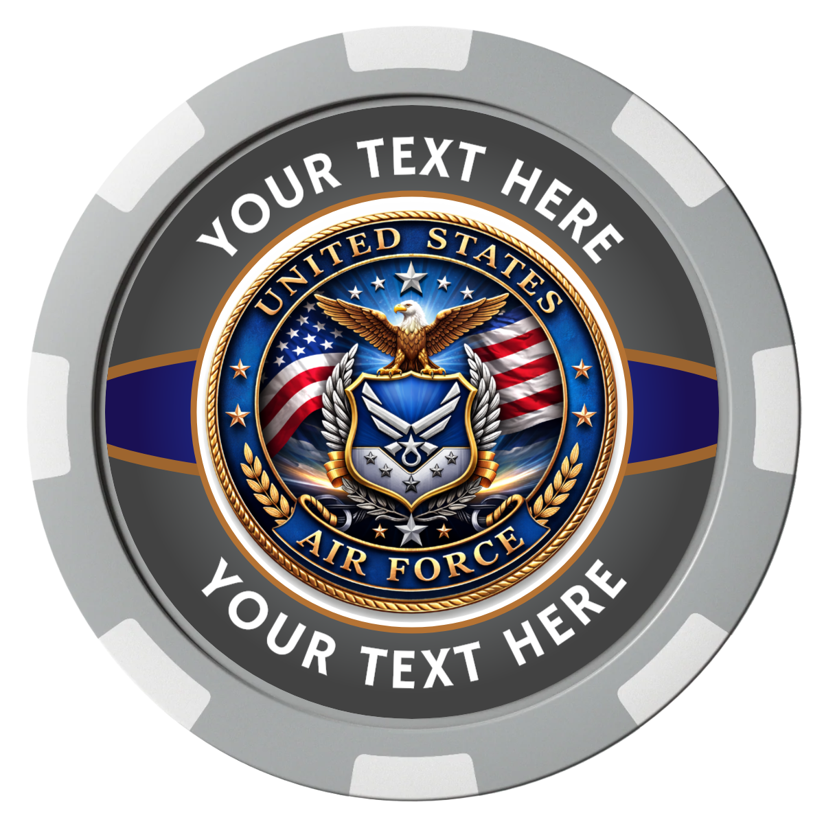 Air Force Composite Poker Chips - Gray / 8 Spot - Front