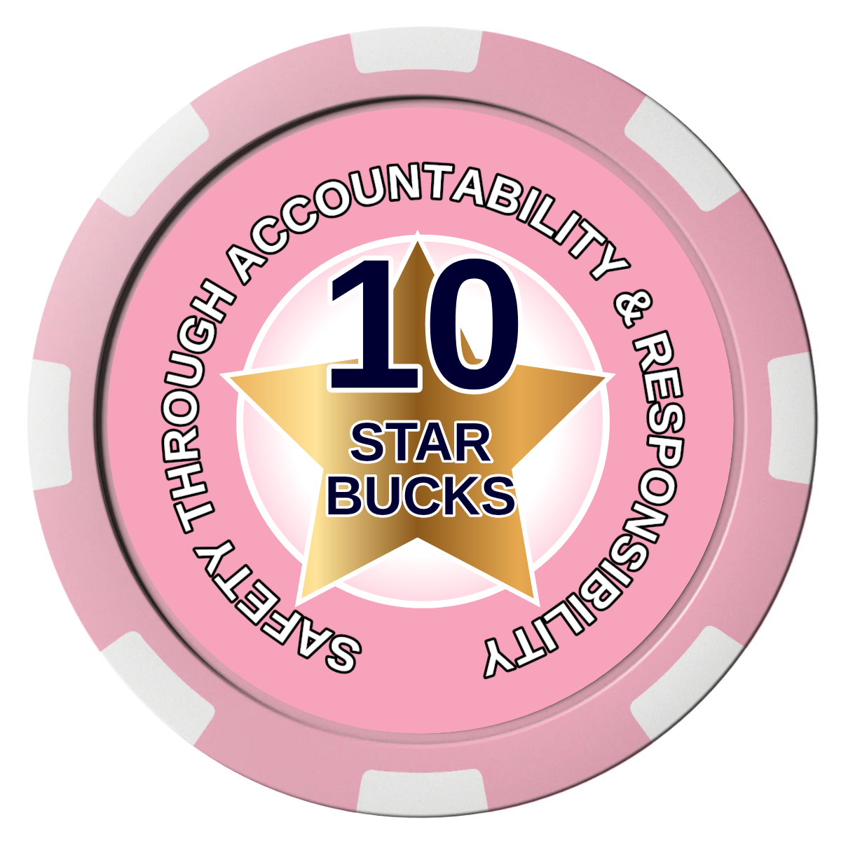 Safety Star Composite Poker Chips - Pink / 8 Spot - Front
